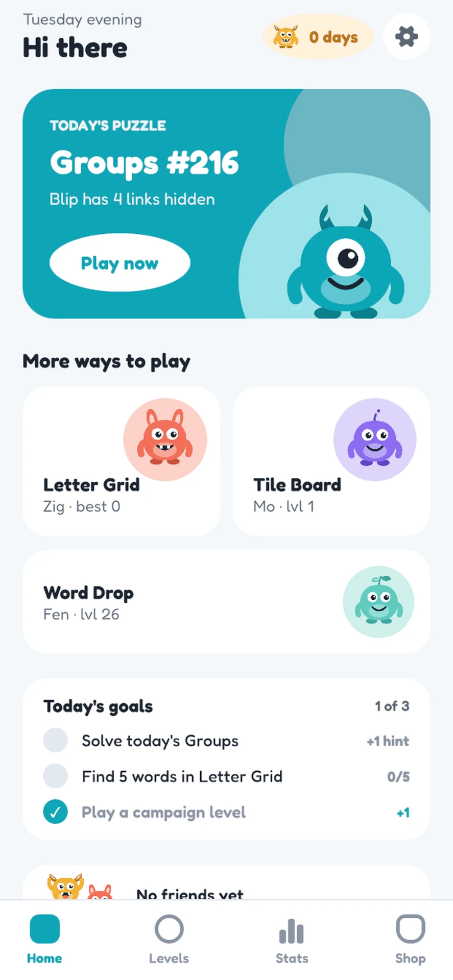 Wordfly home screen